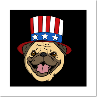 Pug Face American Top Hat Posters and Art